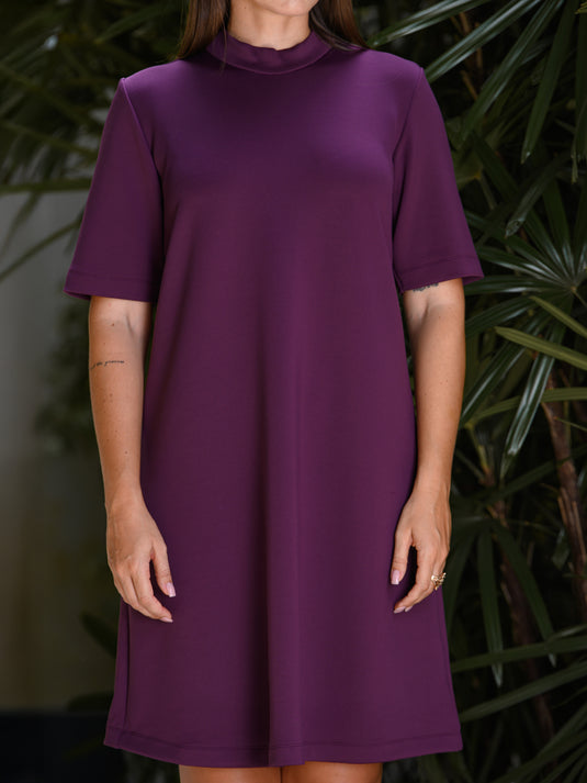 High neck trapeze dress