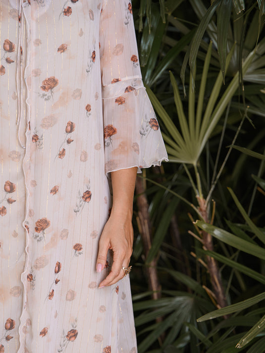 Fluted sleeve dress with frill