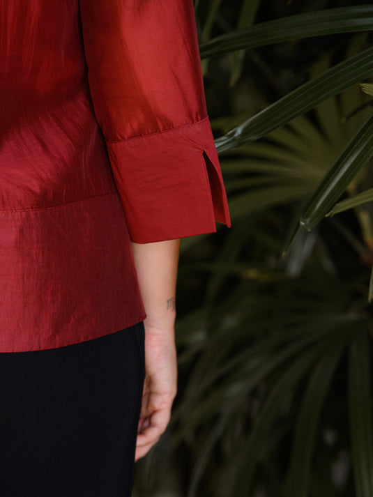 Button down blouse with wide hem detailing