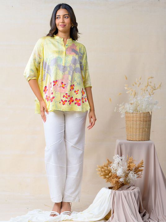 Floral detailed kaftan top