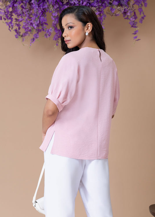 Raglan sleeve blouse with front pintucks
