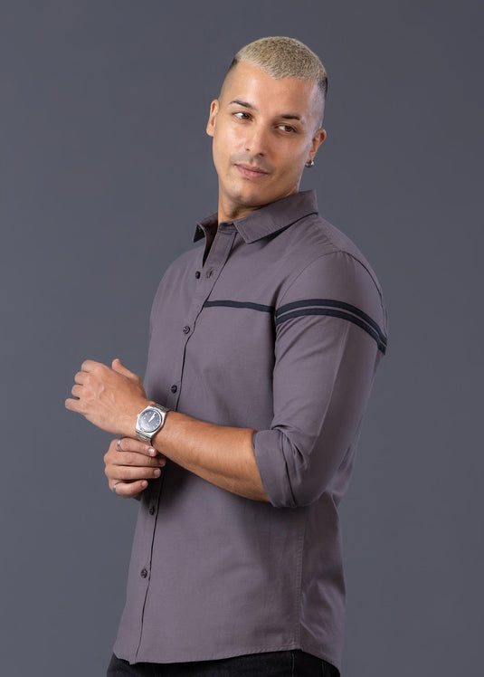 Front Contrast Detailed L/S Shirt