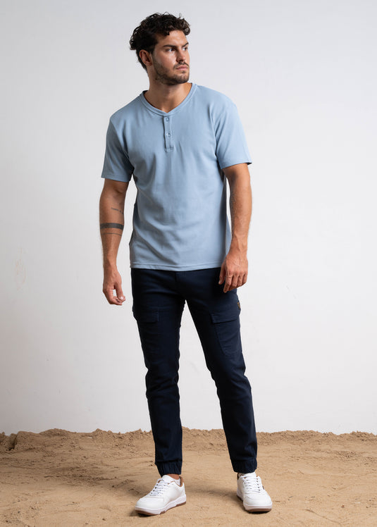 Half Placket Waffle T-Shirt