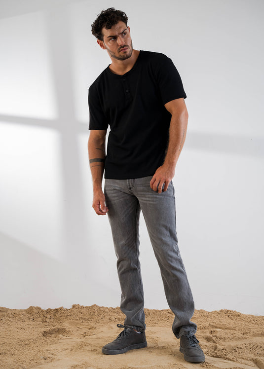 Half Placket Waffle T-Shirt