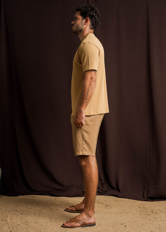 Half Placket Waffle T-Shirt