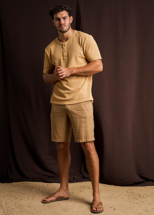 Half Placket Waffle T-Shirt