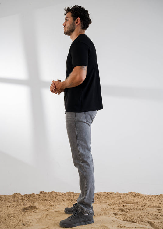 Half Placket Waffle T-Shirt