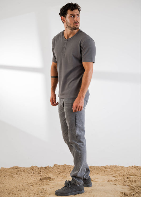 Half Placket Waffle T-Shirt