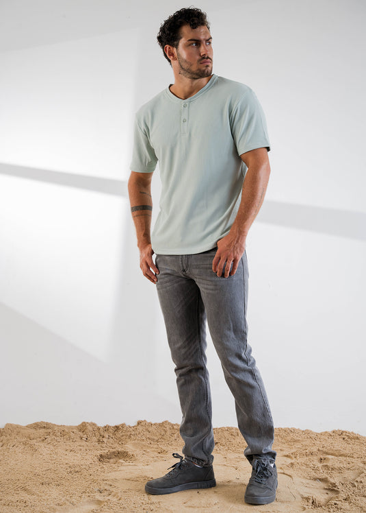 Half Placket Waffle T-Shirt