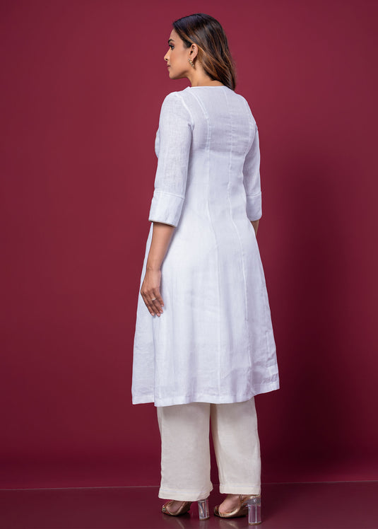 Linen Dress With Side Button Detail