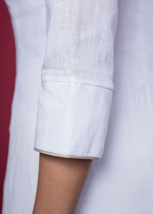 Linen Dress With Side Button Detail