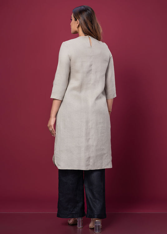 Pintuck Linen Dress