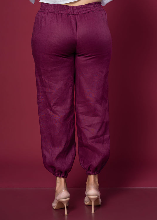 Draw Cord Linen Pant With Elasticated Hem