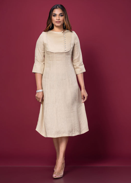 Linen Dress With Side Button Detail
