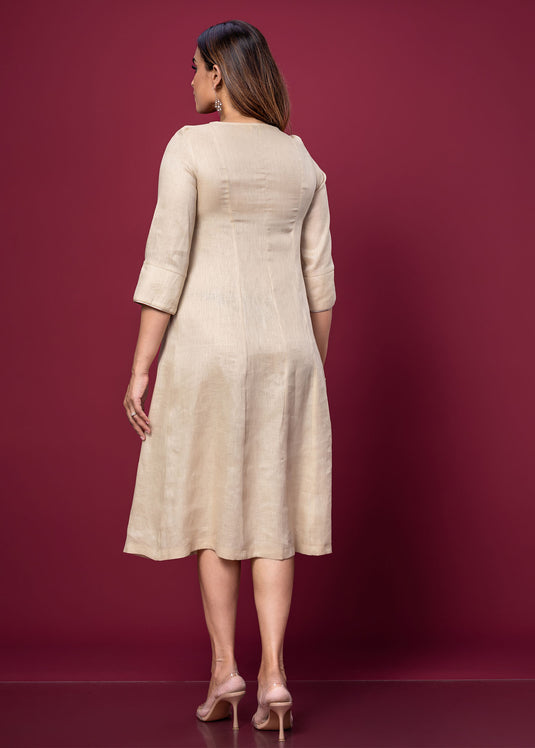 Linen Dress With Side Button Detail