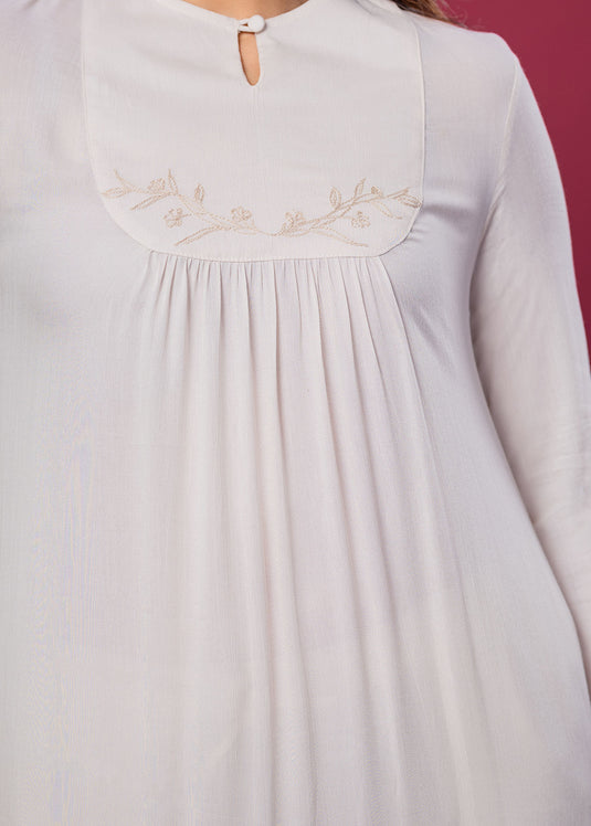 Hand Embroidered Kurtha Top With Bottom Lace