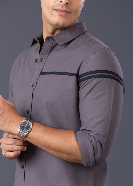 Front Contrast Detailed L/S Shirt