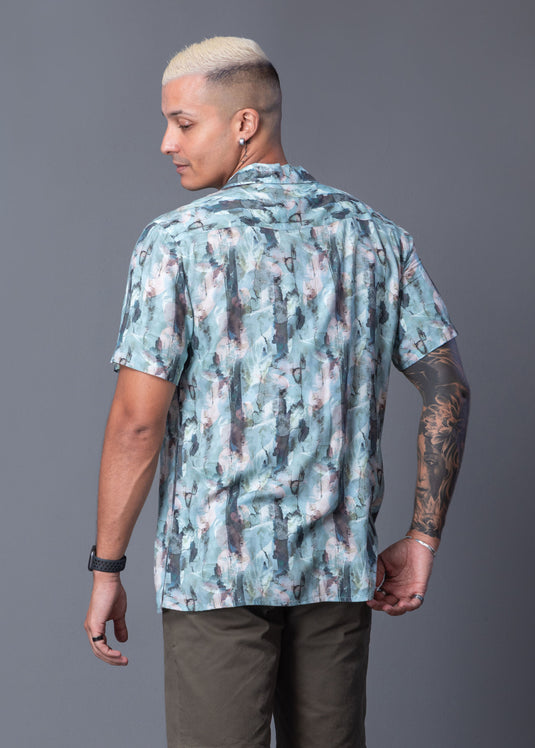 Casual Wear Printed Cuban Collar S/S Shirt