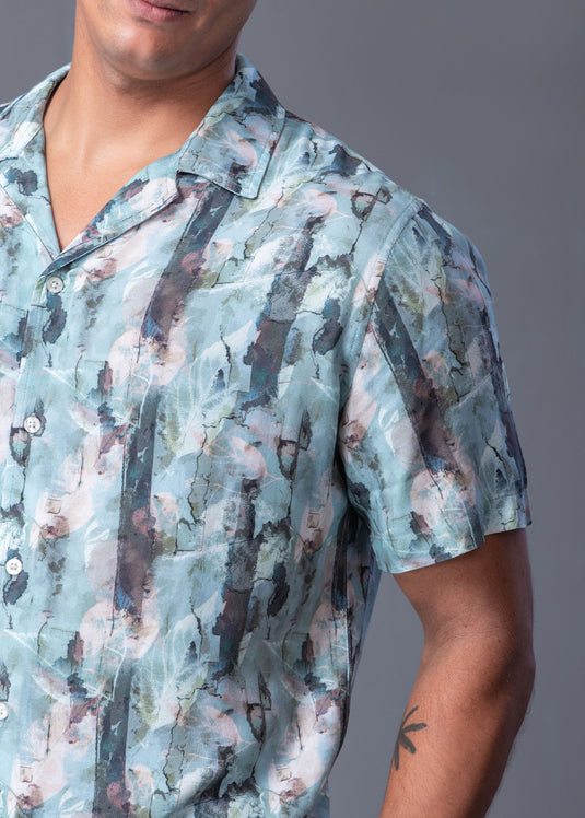 Casual Wear Printed Cuban Collar S/S Shirt