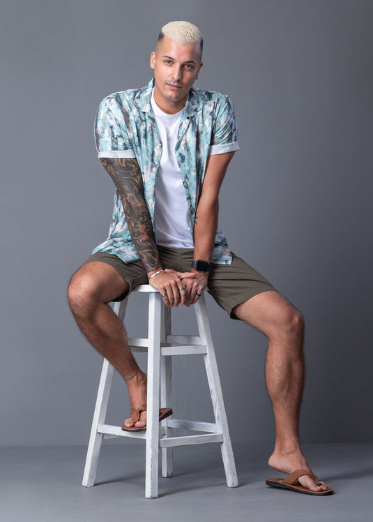 Casual Wear Printed Cuban Collar S/S Shirt