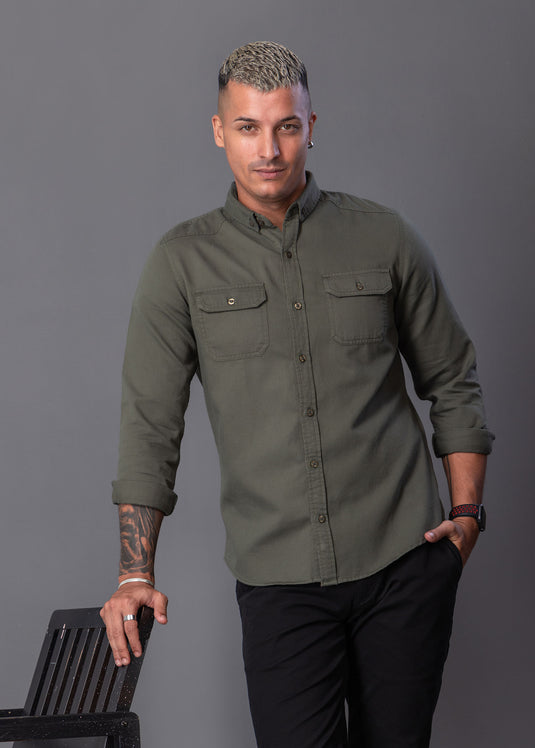 Casual Wear Double Pkt L/S Shirt