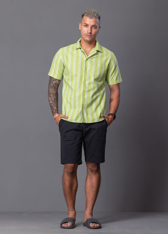 Casual Wear Printed Cuban Collar S/S Shirt