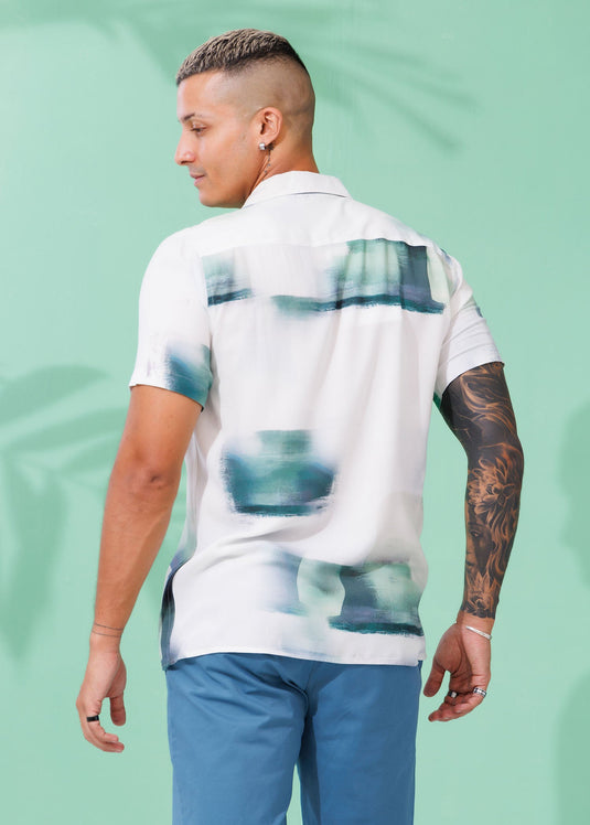 Printed Cuban Collar Shirt
