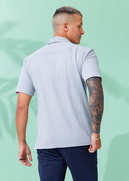 Knitted Cuban Collar S/S Shirt