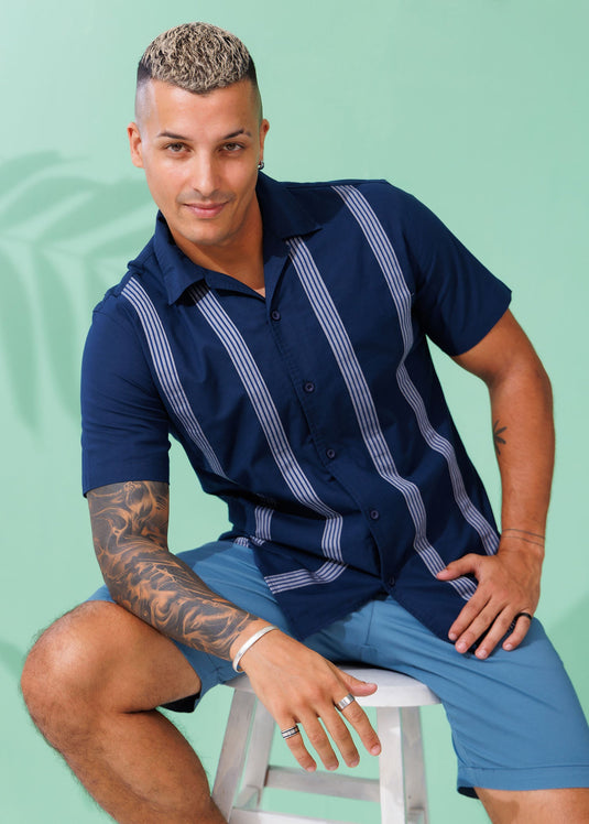 Casual Wear Stripe Colour Blocked S/S Shirt