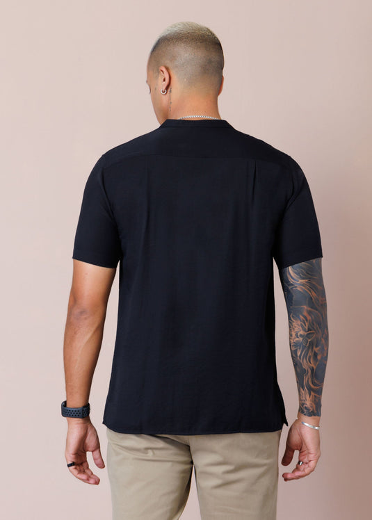 Manderin Collar S/S Shirt  With Flap PKT