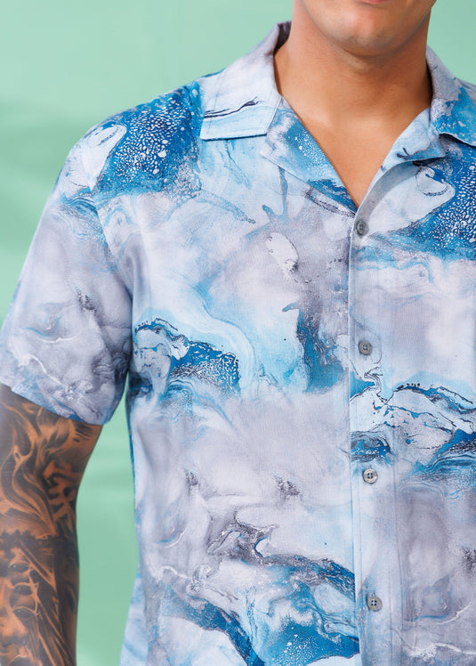 Printed Cuban Collar Shirt