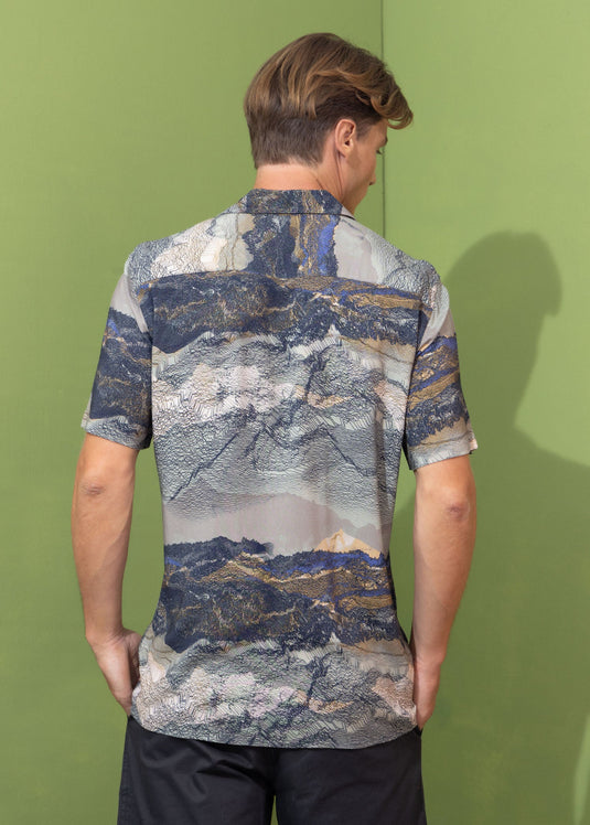 Casual wear printed  cuban collar s/s shirt