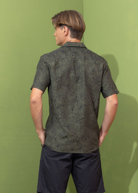 Casual wear printed cuban collar s/s shirt