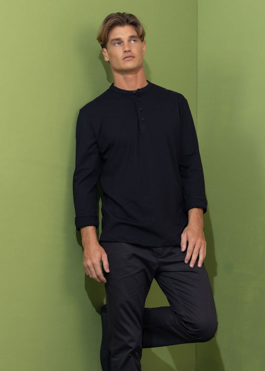 Casual wear manderin  collar L/S T-shirt