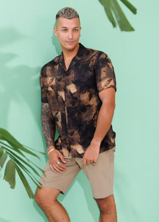 Printed Cuban Collar Shirt