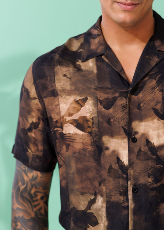 Printed Cuban Collar Shirt
