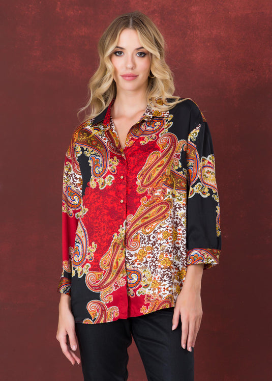 Printed drop shoulder blouse