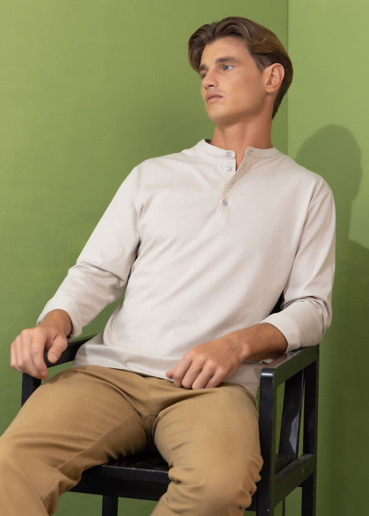 Casual wear manderin  collar L/S T-shirt