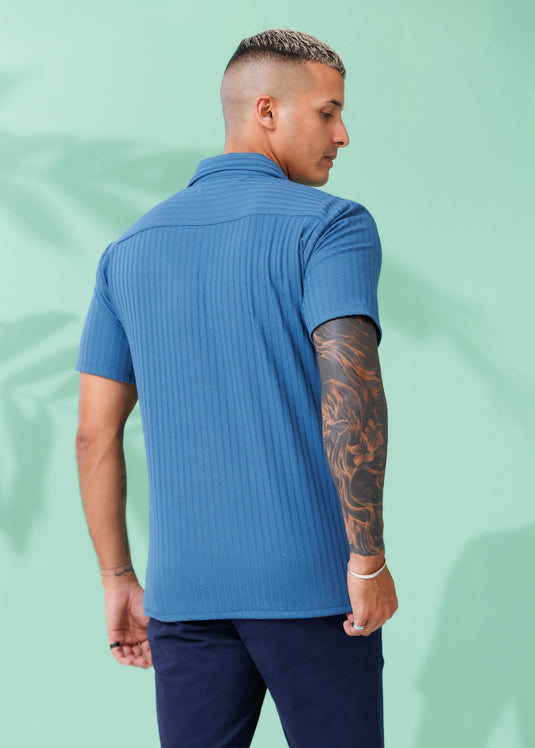 Knitted Cuban Collar S/S Shirt