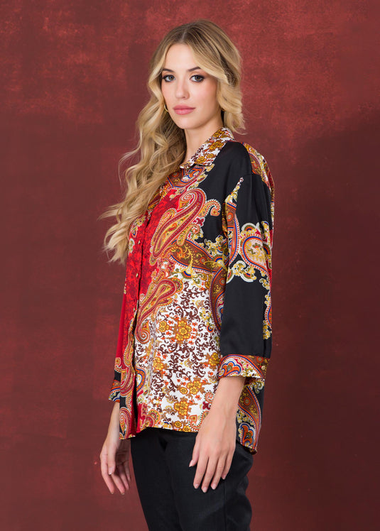 Printed drop shoulder blouse