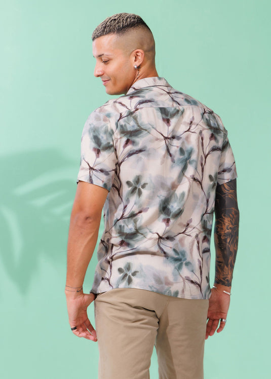 Printed Cuban Collar Shirt