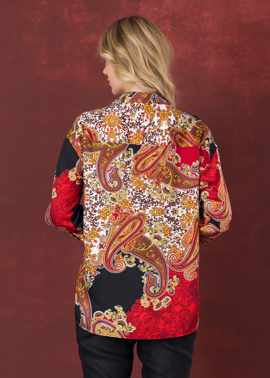 Printed drop shoulder blouse