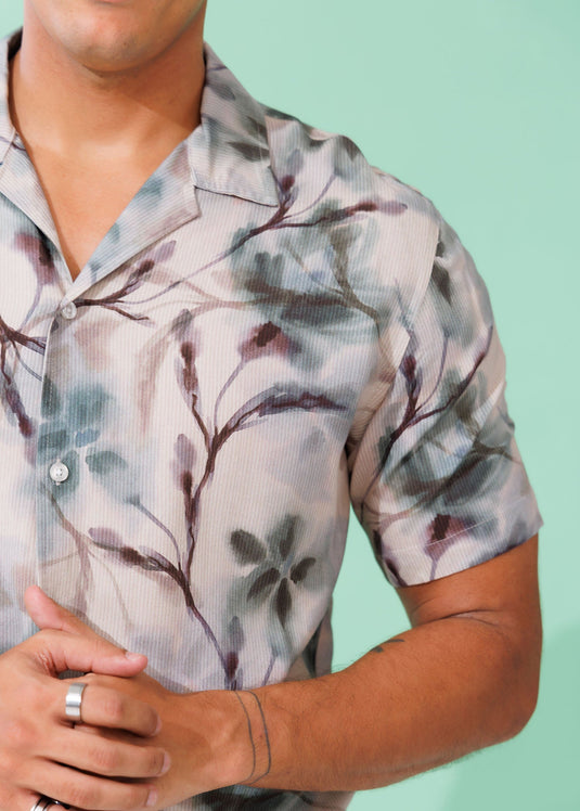 Printed Cuban Collar Shirt