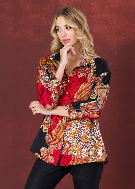 Printed drop shoulder blouse