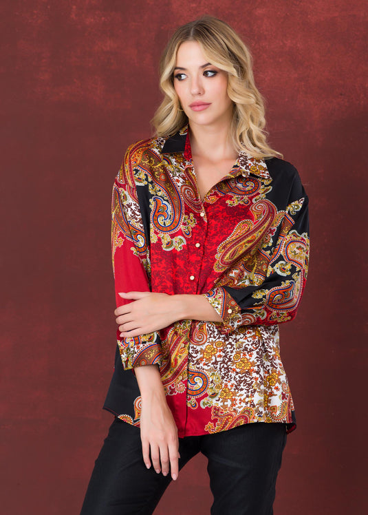 Printed drop shoulder blouse