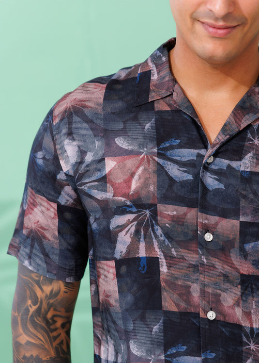 Printed Cuban Collar Shirt