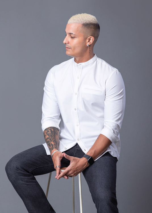 Casual Wear Manderin Collar  L/S Shirt