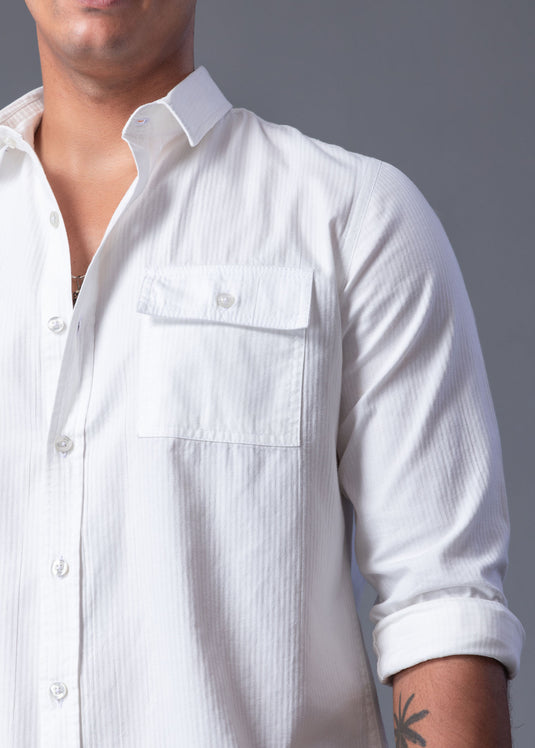 Casual wear Textured Double Pkt L/S Shirt