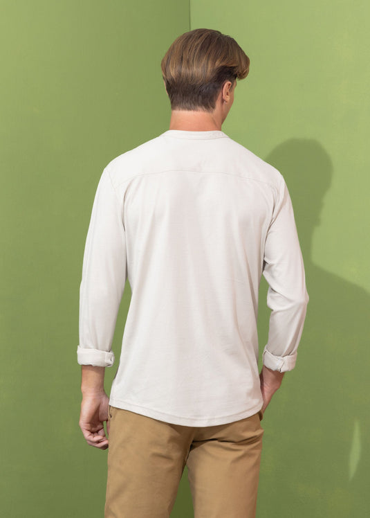 Casual wear manderin  collar L/S T-shirt