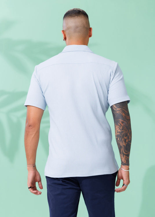 Knitted Cuban Collar S/S Shirt